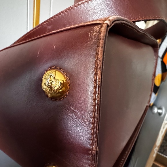 Rare Vintage Ferragamo Leather Bag Studded Gold Hardware Italy - Picture 7 of 12